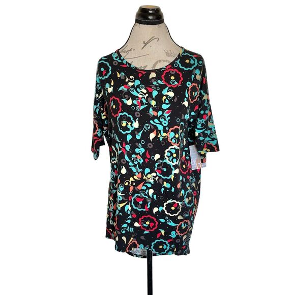 Lularoe Womens Blouse Top Size XS Irma Multicolor Short Sleeve Tunic High Low - Picture 1 of 12